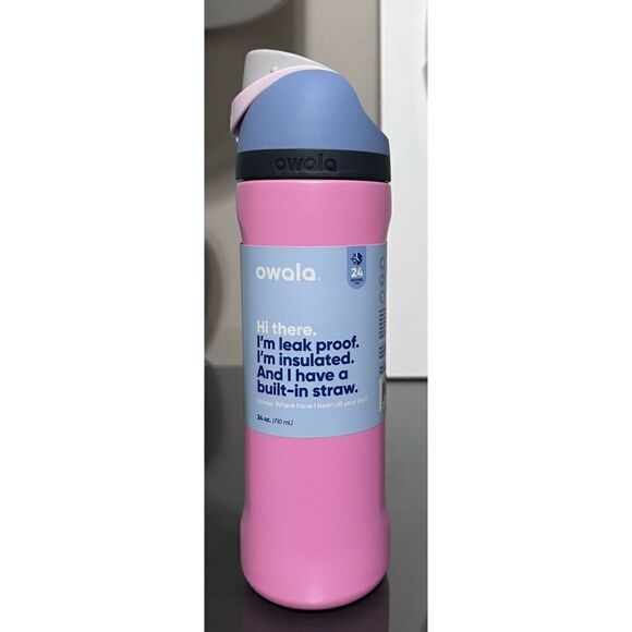 Owala FreeSip 24oz Stainless Steel Water Bottle, PINK SKIES - Picture 2 of 5